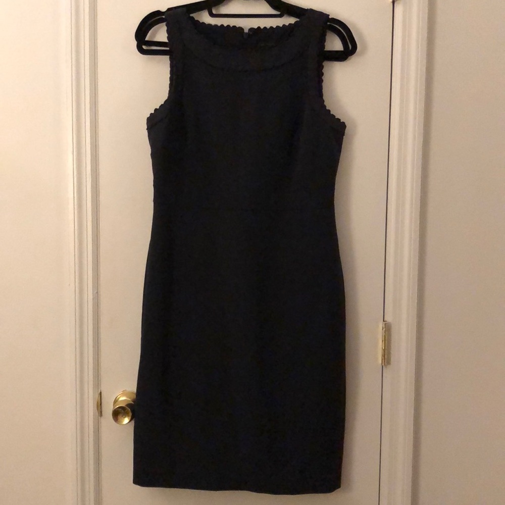 Ann Taylor structured womens suit dress, navy. Size 6